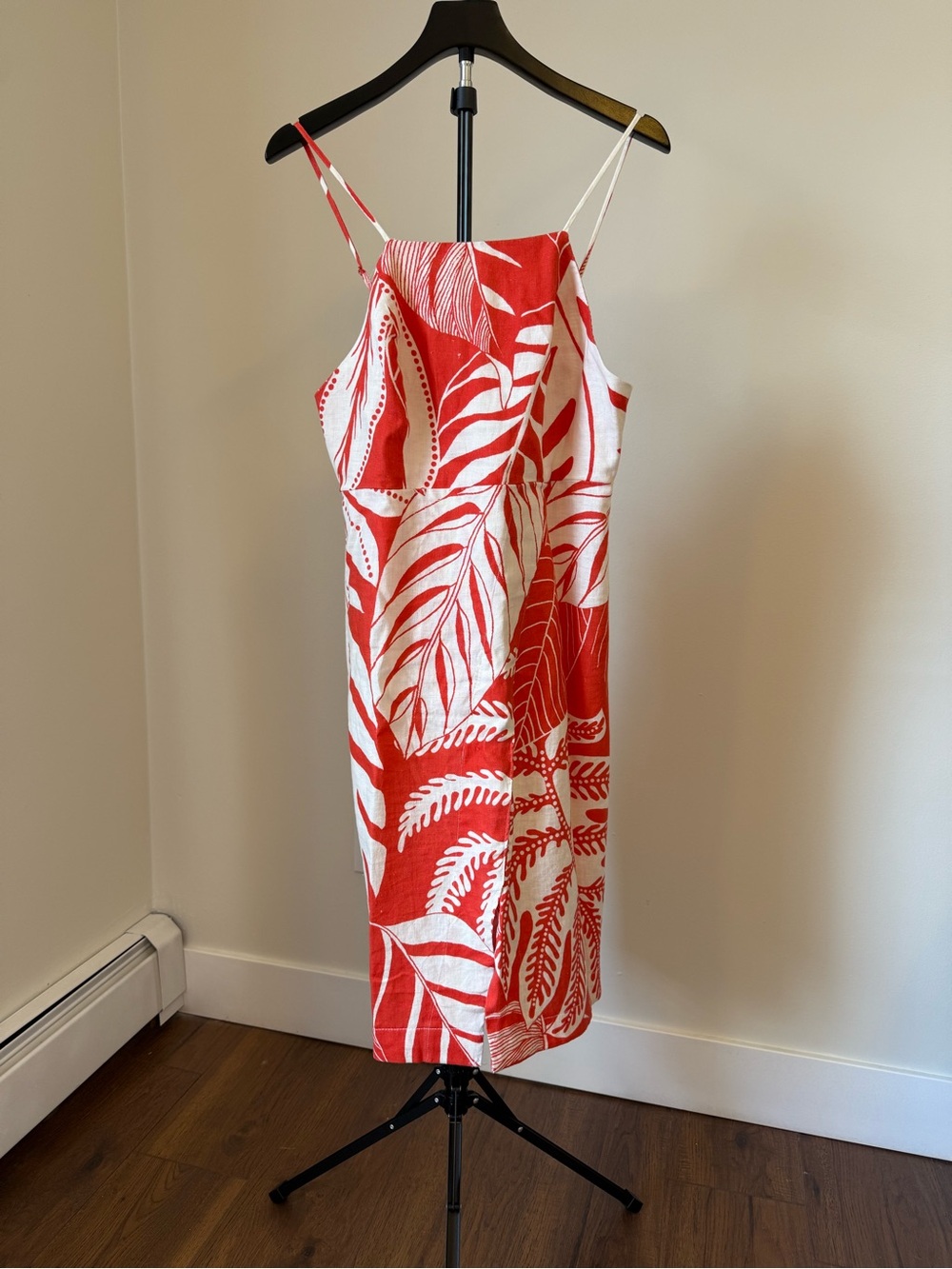 FARM Rio Red and White Tropical Slip Midi Dress